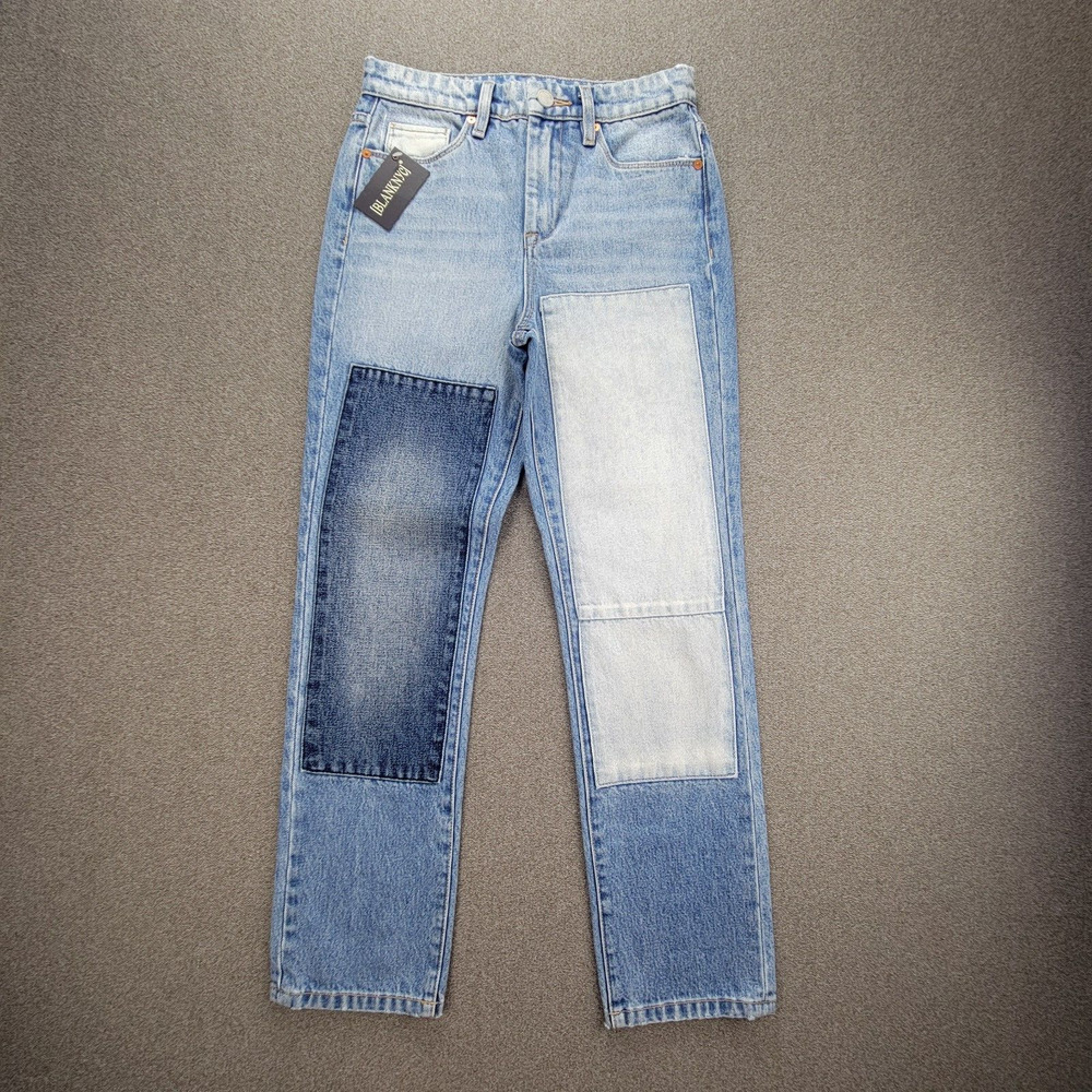Blank NYC Size 27 Blue All or Nothing Madison Crop Patchwork Jeans